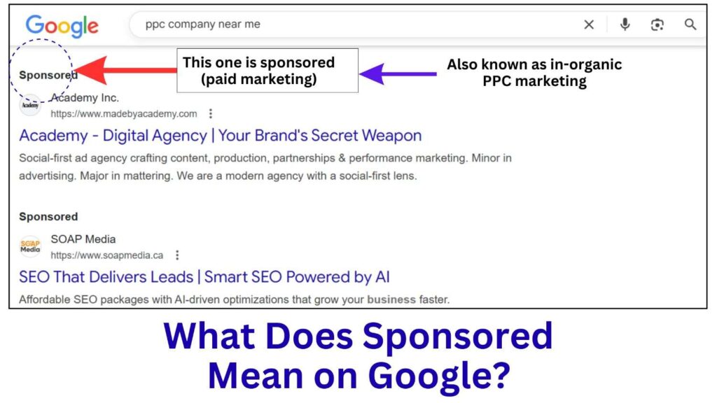 What does sponsored mean on google search